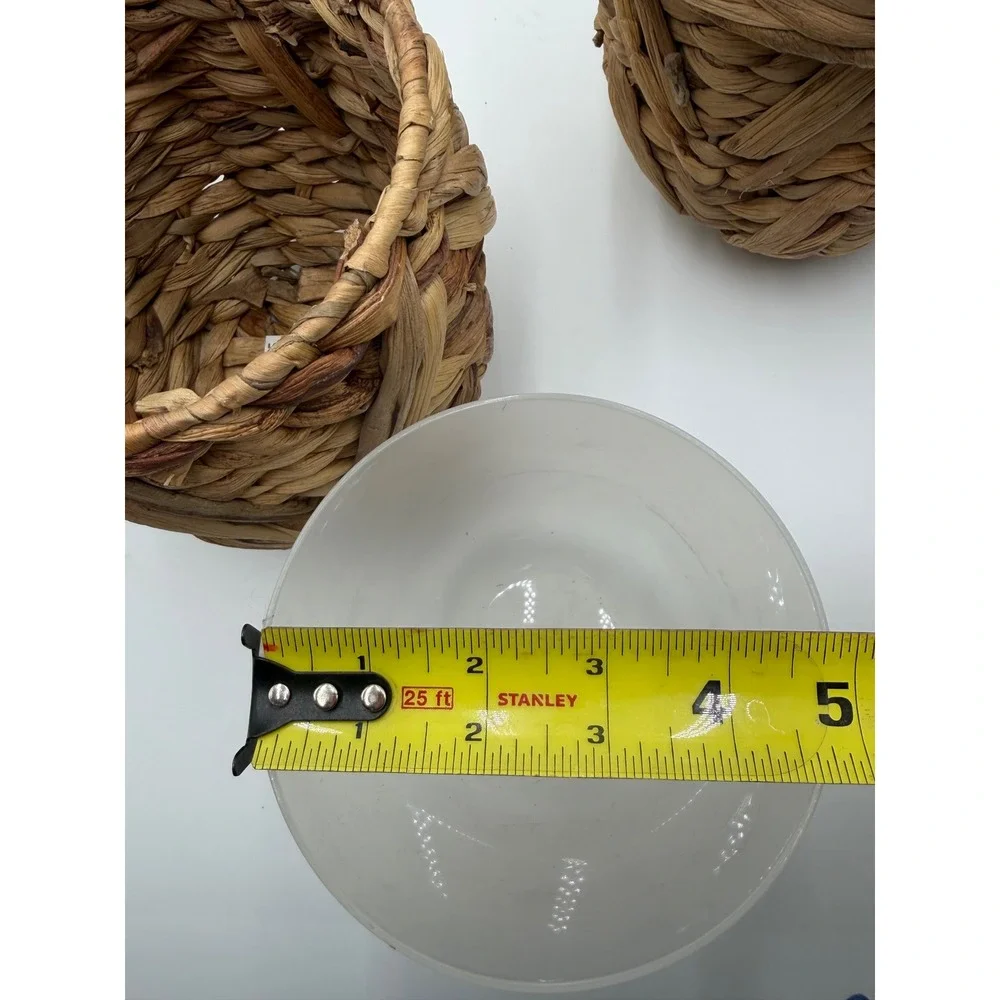 Set of 2 Woven Seagrass Baskets with Lids and Plastic Liners Natural Brown
